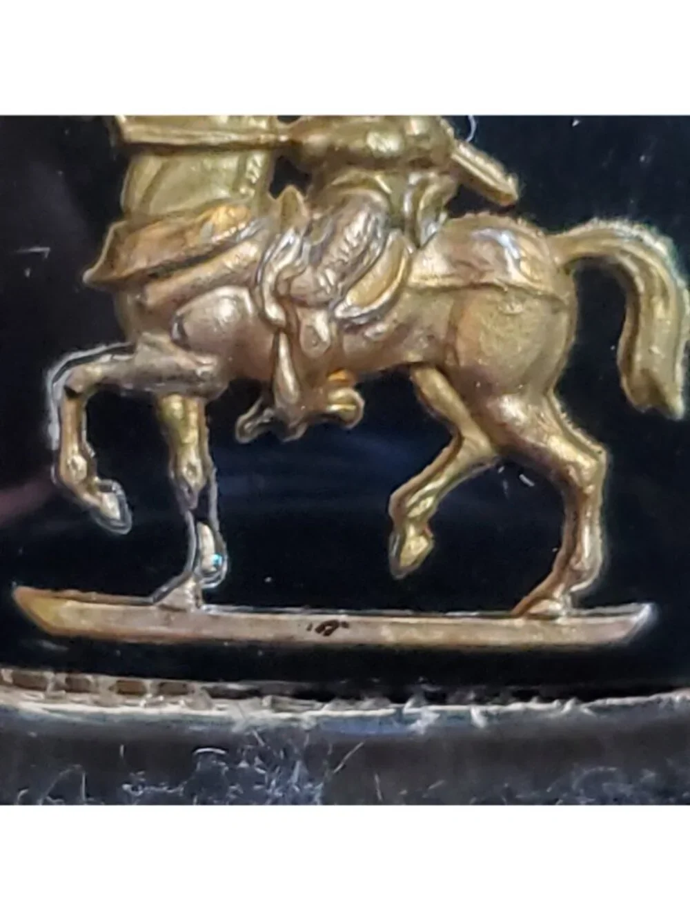 Vintage Warrior Cufflinks Gold Tone Black Equestrian 1.25